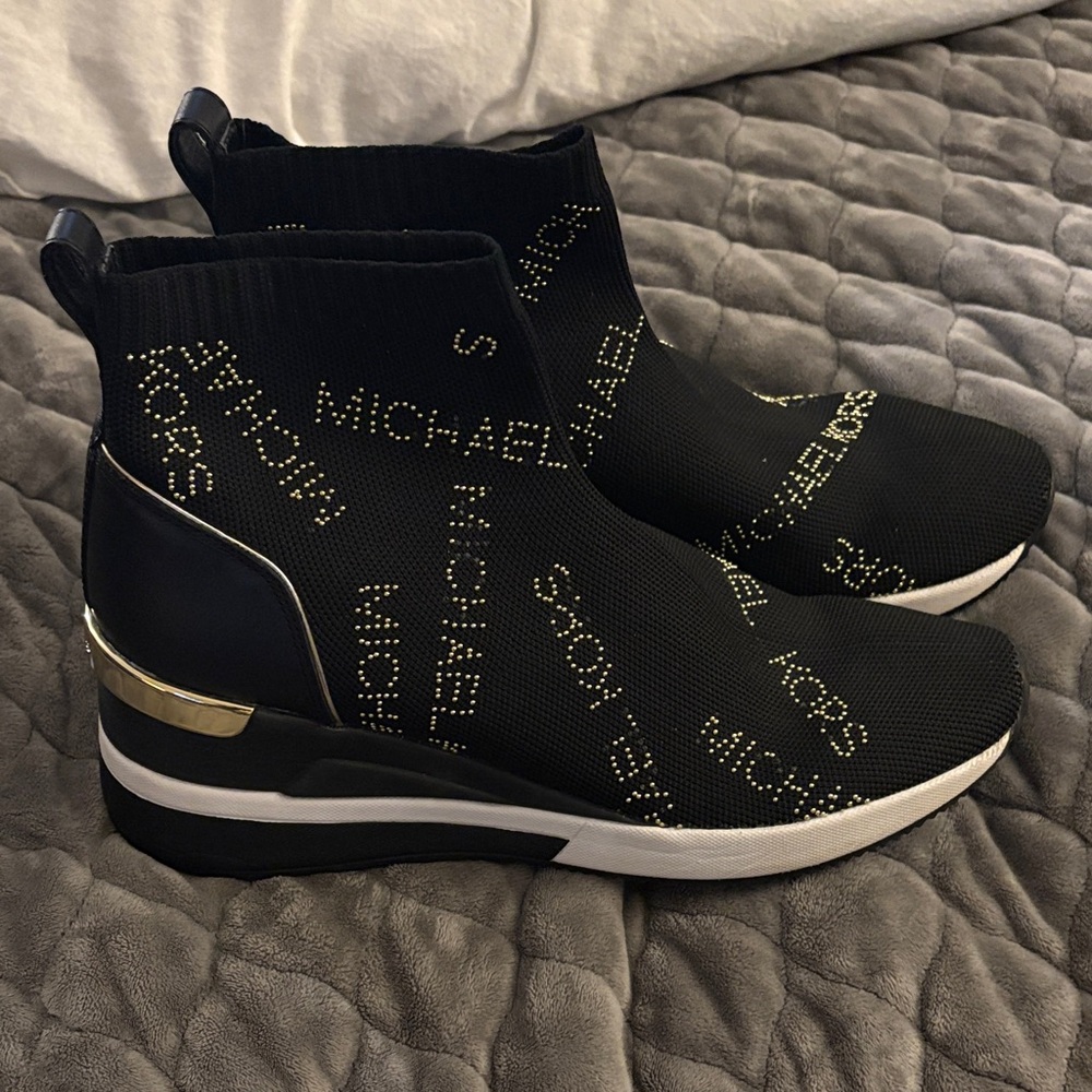 Michael Kors Black and Gold Sneakers
